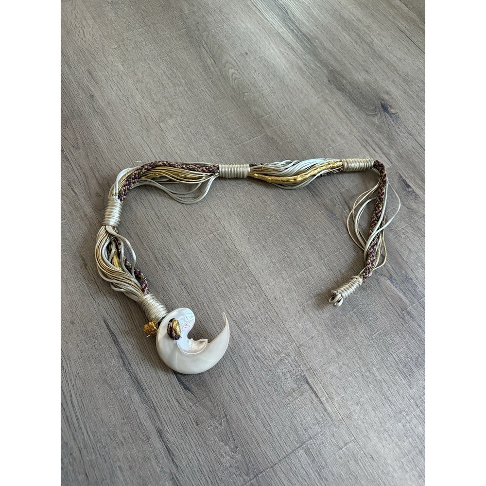 Vintage Carolyn Tanner Gold & Mother Of Pearl Braided Rope Belt